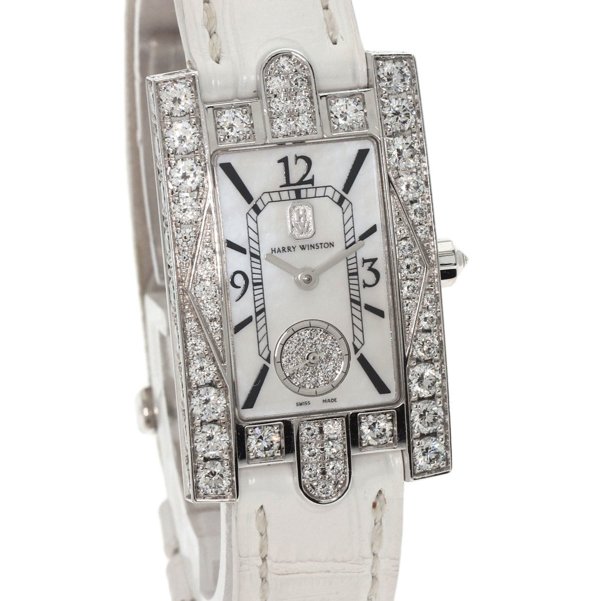 Harry Winston AVEQHM21WW231 Avenue Aurora Diamond Watch K18 White Gold Leather Women's HARRY WINSTON