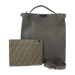 FENDI Peekaboo I See You Tote Bag Handbag 7VA528 Calf Leather Brown Gunmetal Hardware Shoulder