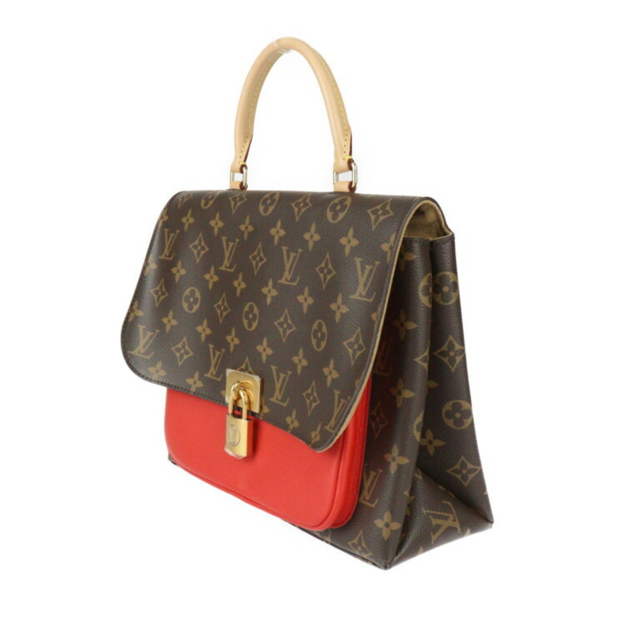 LOUIS VUITTON Louis Vuitton Marignan Handbag M44286 Monogram Canvas Leather Brown Coquelicot Shoulder Bag