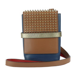 Christian Louboutin BENECH REPORTER shoulder bag 1165000 calf leather blue brown gold red spike studs