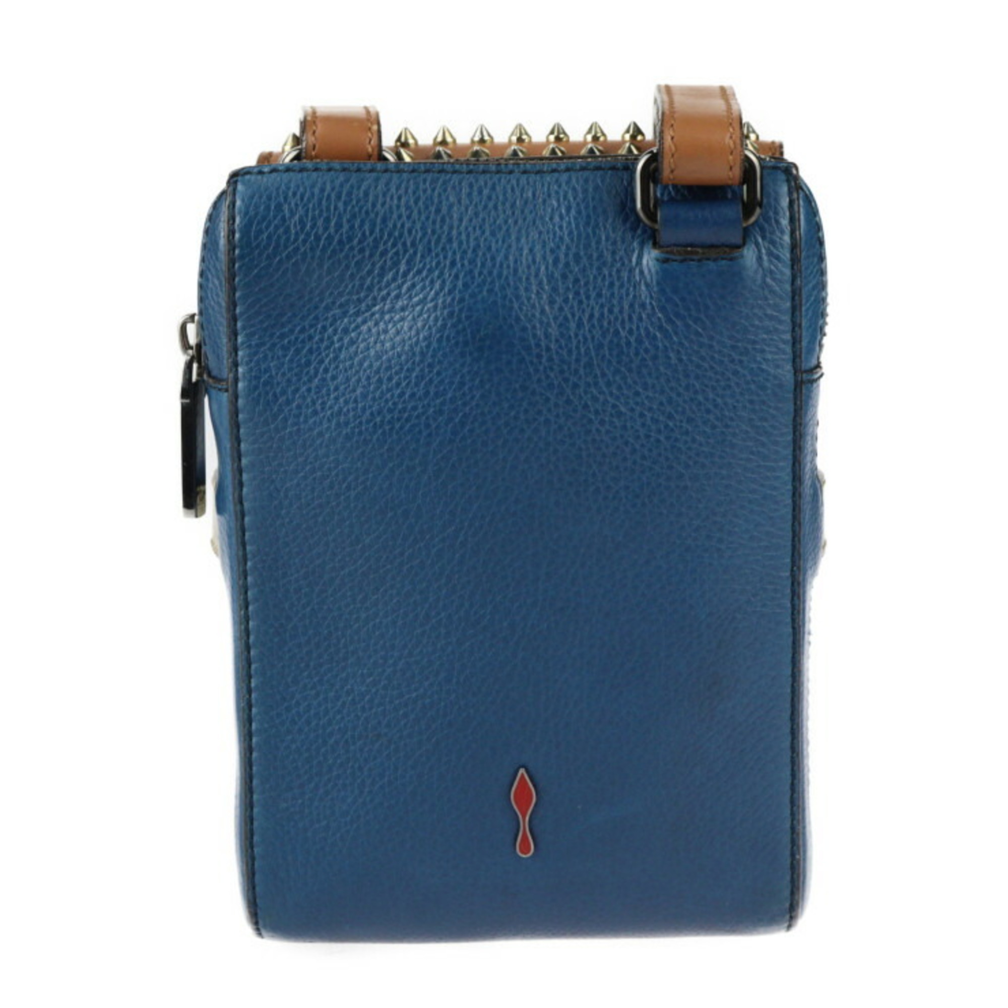 Christian Louboutin BENECH REPORTER shoulder bag 1165000 calf leather blue brown gold red spike studs