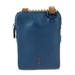 Christian Louboutin BENECH REPORTER shoulder bag 1165000 calf leather blue brown gold red spike studs