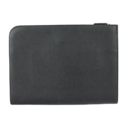 PRADA SAFFIANO TRAVEL Document Case, Second Bag, 2VN003, Leather, Black, Blue, L-Shaped, Clutch Pouch