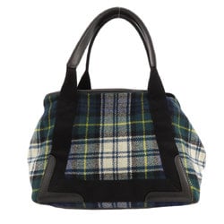 Balenciaga 339933 Navy Cabas Checkered Tote Bag Wool Women's BALENCIAGA