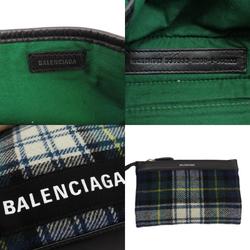 Balenciaga 339933 Navy Cabas Checkered Tote Bag Wool Women's BALENCIAGA