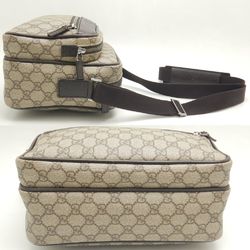 GUCCI 114531 Shoulder Bag GG Supreme Canvas x Leather Beige Brown 251903