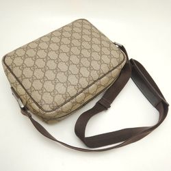 GUCCI 114291 Shoulder Bag GG Supreme Canvas x Leather Beige Brown 251897