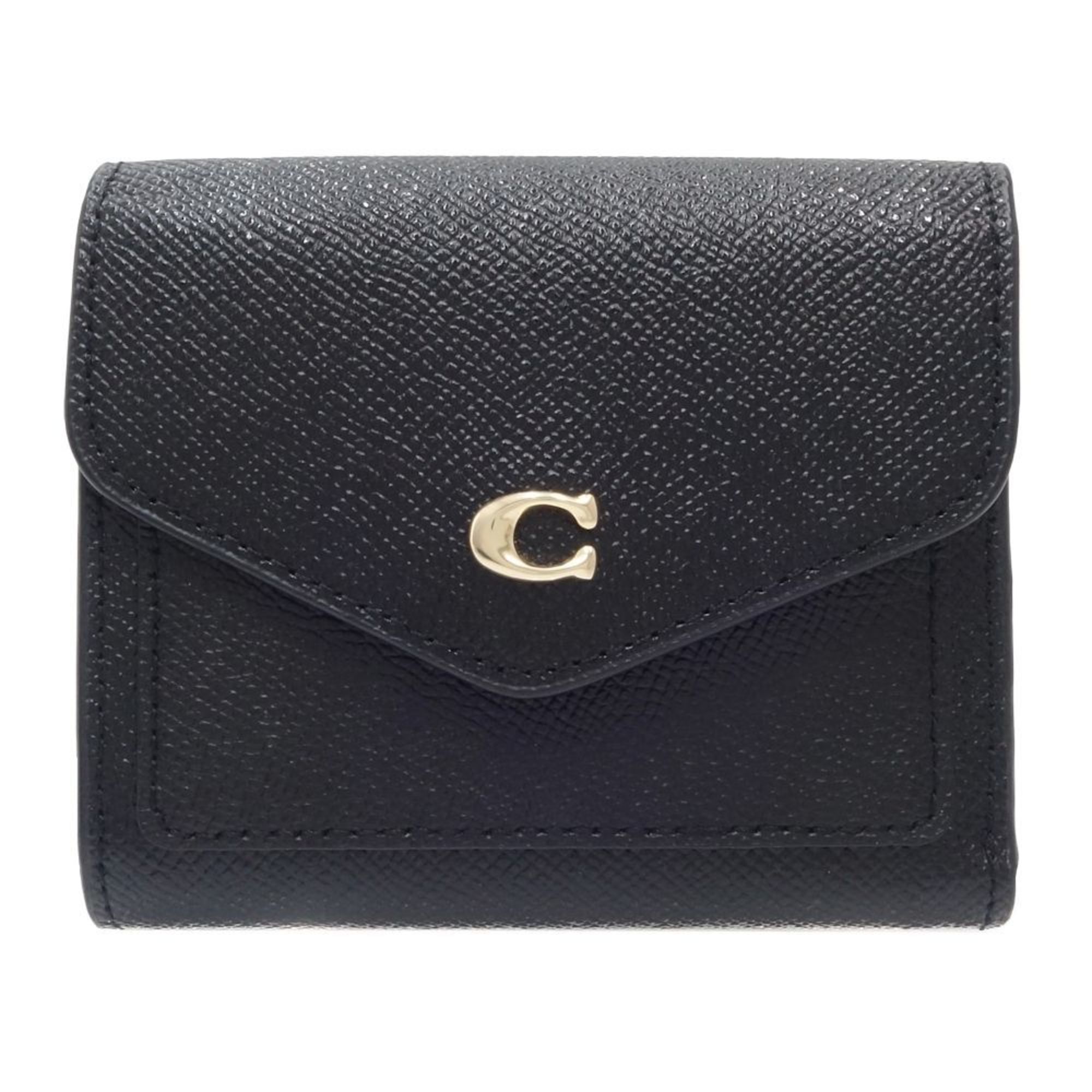 COACH Tri-fold Wallet C2328 Win Small Leather Black 180591