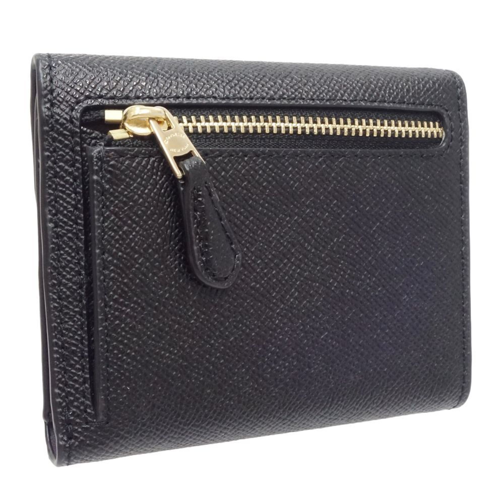 COACH Tri-fold Wallet C2328 Win Small Leather Black 180591