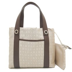 BVLGARI Bulgari Tote Bag Mania Canvas x Leather Beige 251887