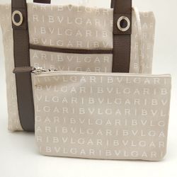 BVLGARI Bulgari Tote Bag Mania Canvas x Leather Beige 251887