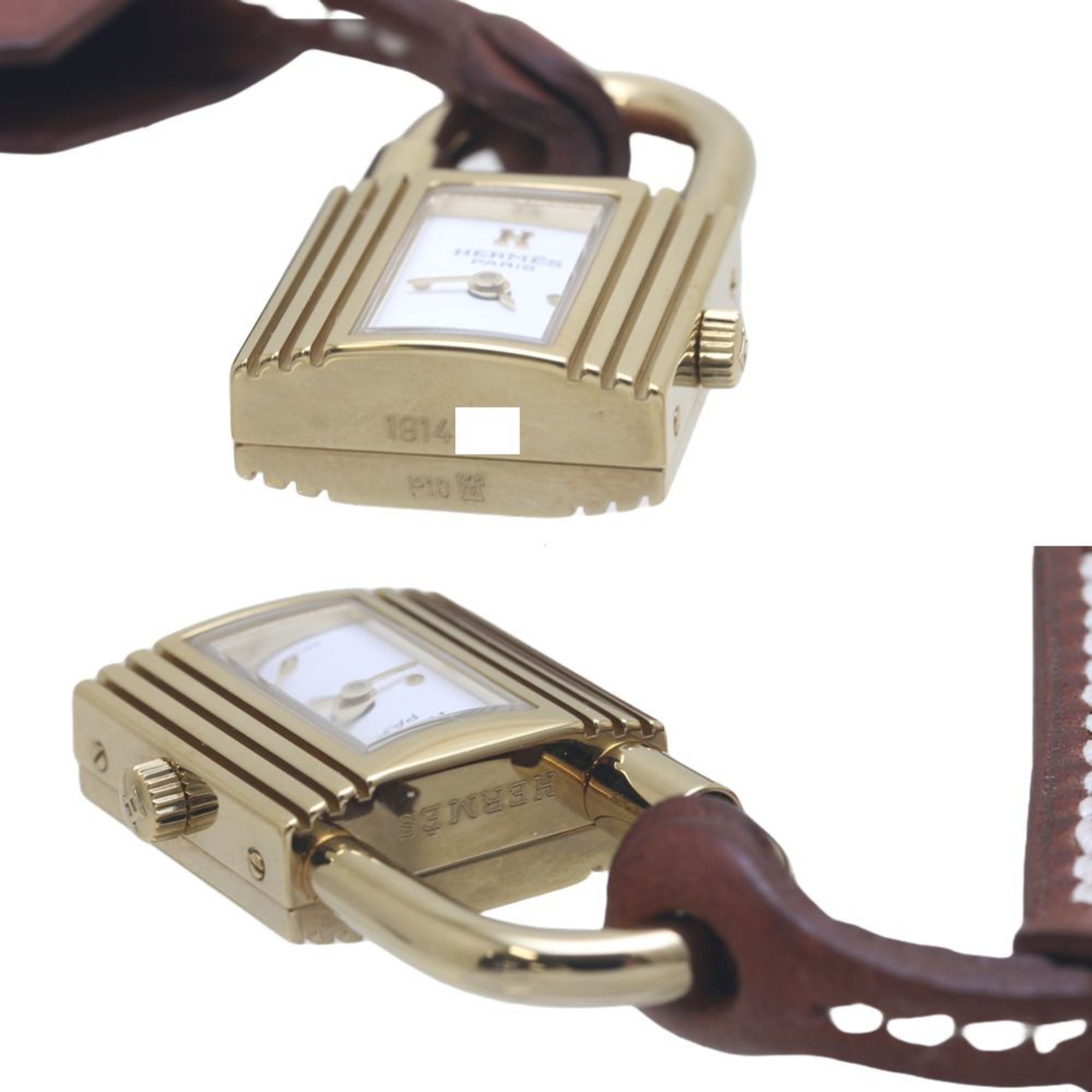 HERMES Kelly Watch Crochet KE2.201.170 VBA Pocket GP (Gold Plated) Barenia Boys 130212