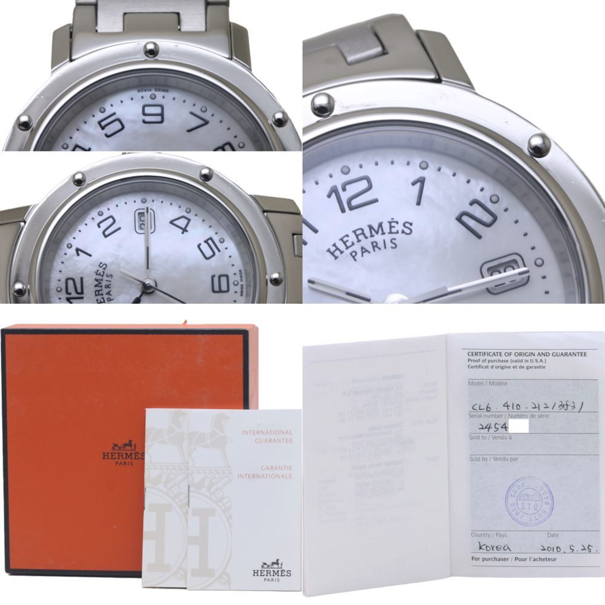 HERMES Clipper Nacle CL6.410.212 3831 New Buckle Stainless Steel Boys 130210 Watch