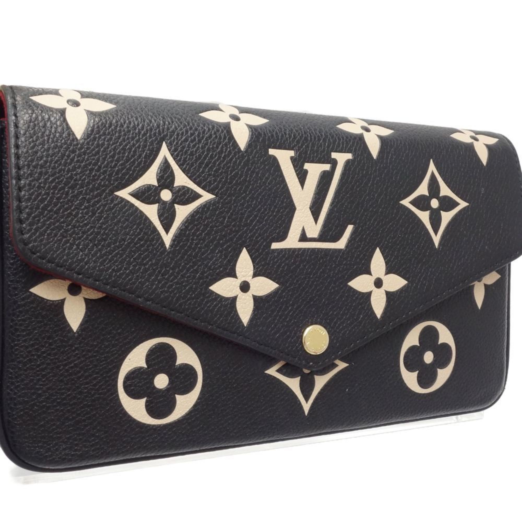 LOUIS VUITTON Louis Vuitton Wallet Chain M80482 Pochette Felicie Monogram Bicolor Empreinte Black Beige 180590