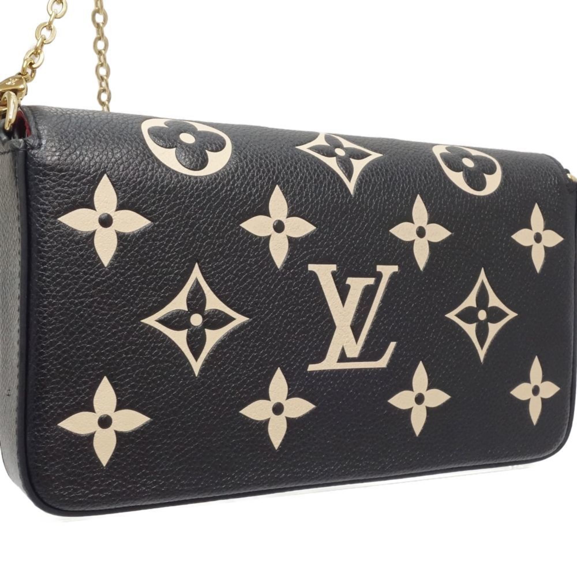 LOUIS VUITTON Louis Vuitton Wallet Chain M80482 Pochette Felicie Monogram Bicolor Empreinte Black Beige 180590