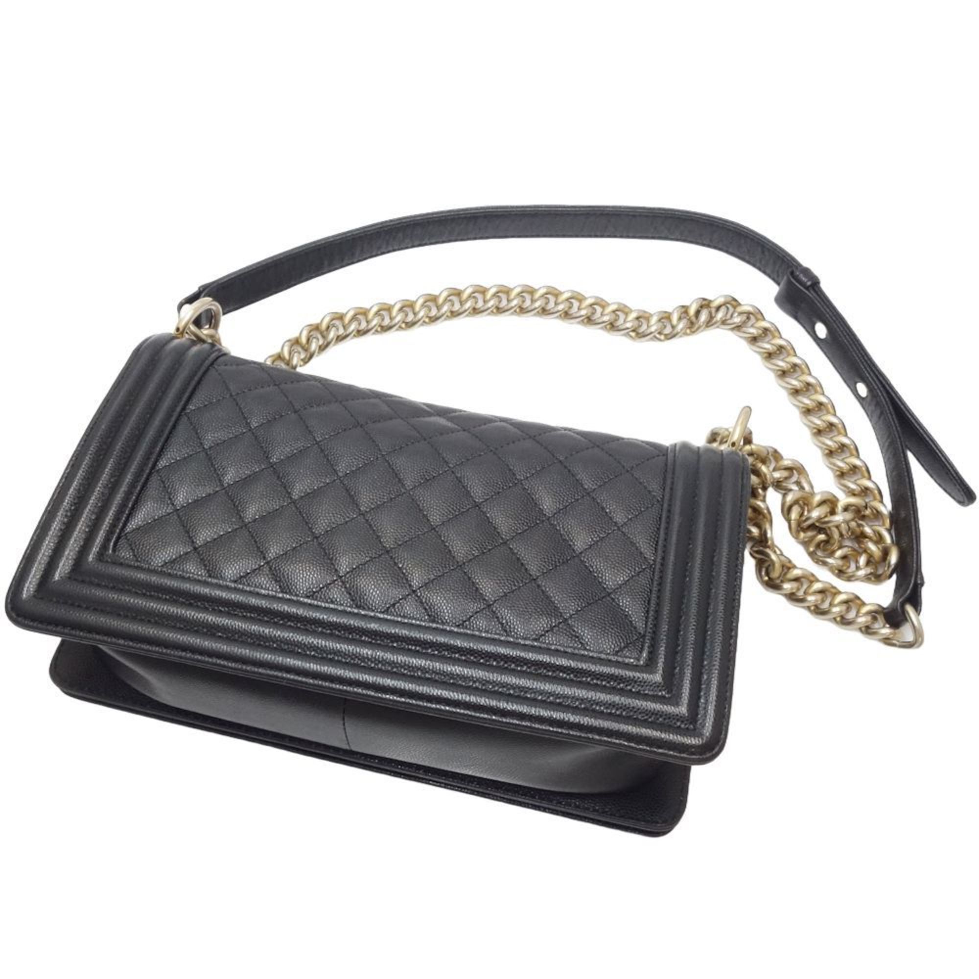 CHANEL Chanel Chain Shoulder Boy A67086 Bag Caviar Skin Black 450310