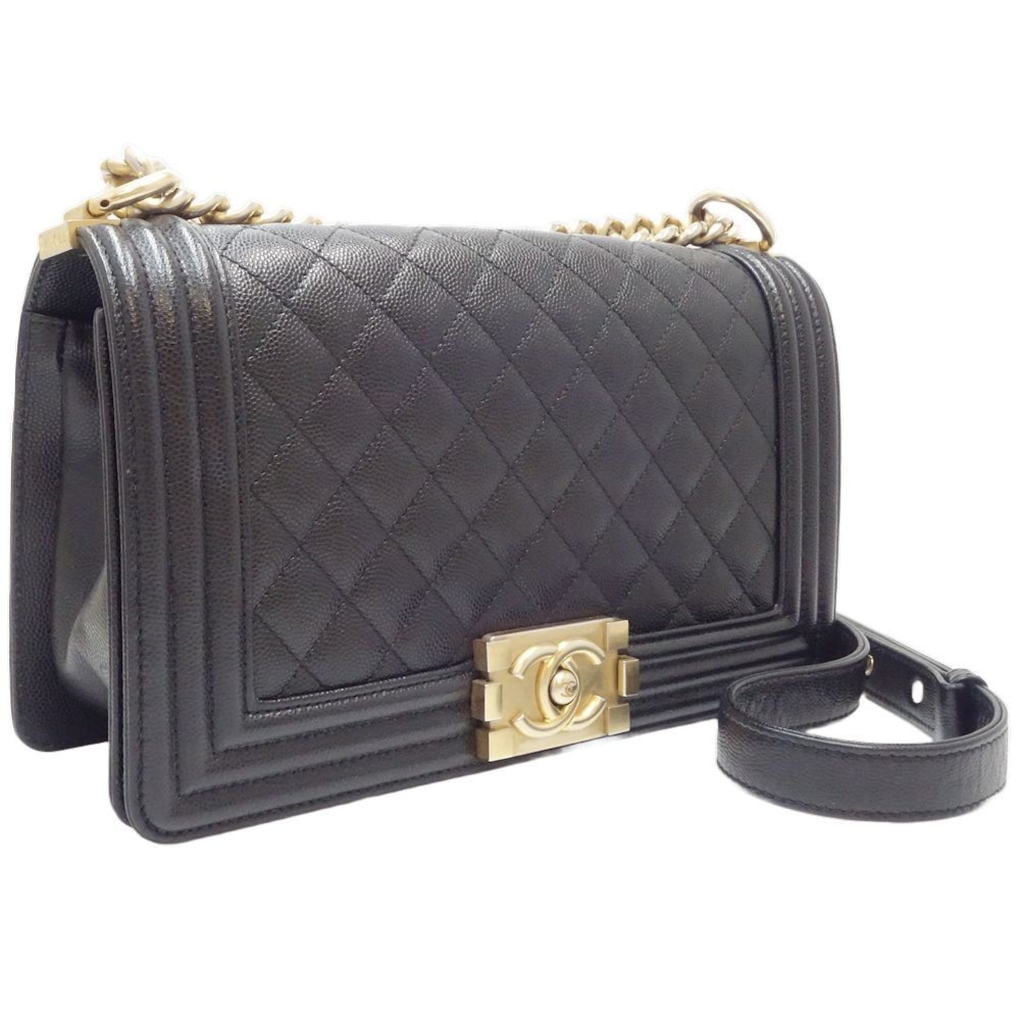 CHANEL Chanel Chain Shoulder Boy A67086 Bag Caviar Skin Black 450310