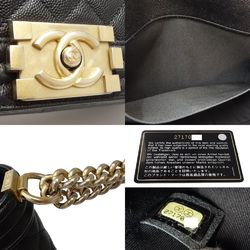 CHANEL Chanel Chain Shoulder Boy A67086 Bag Caviar Skin Black 450310