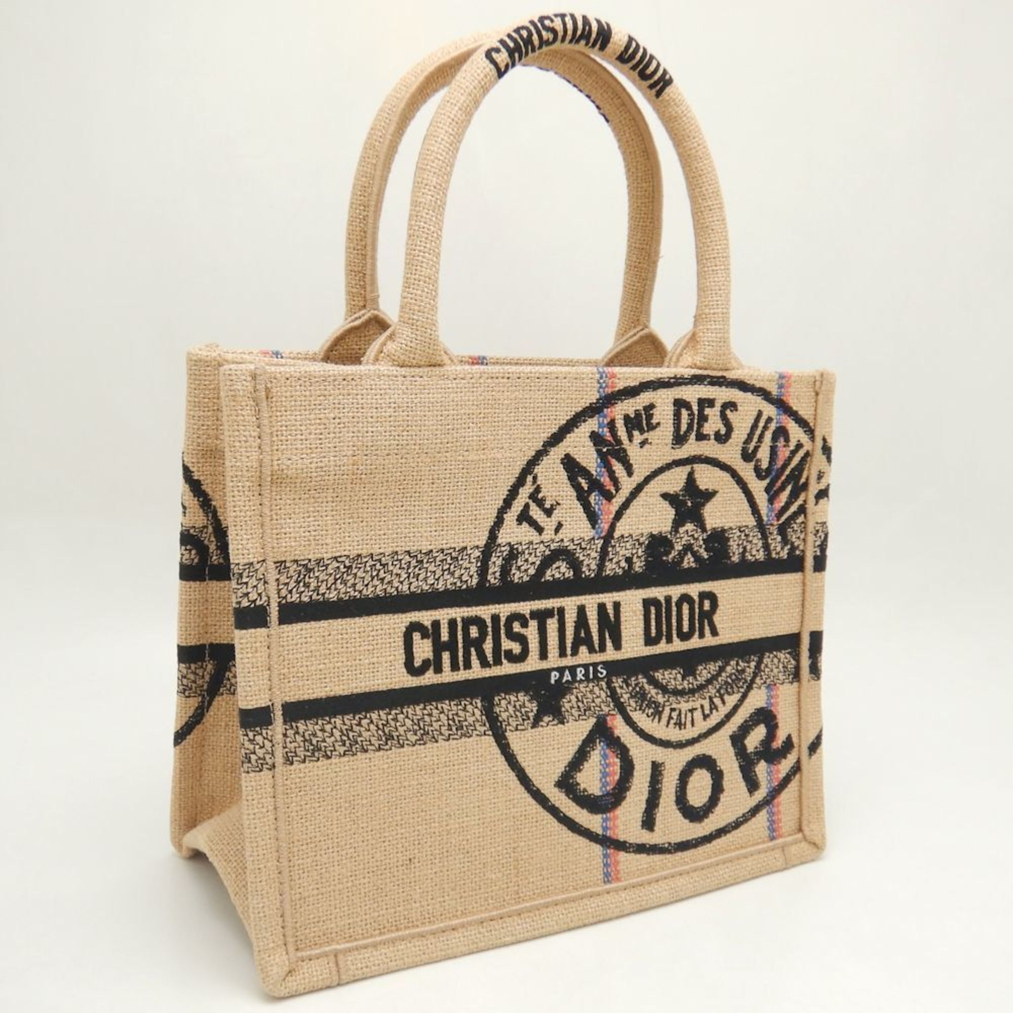 Christian Dior Book Tote Small M1265ZRUW_M918 Bag Jute Canvas Beige Black 251895