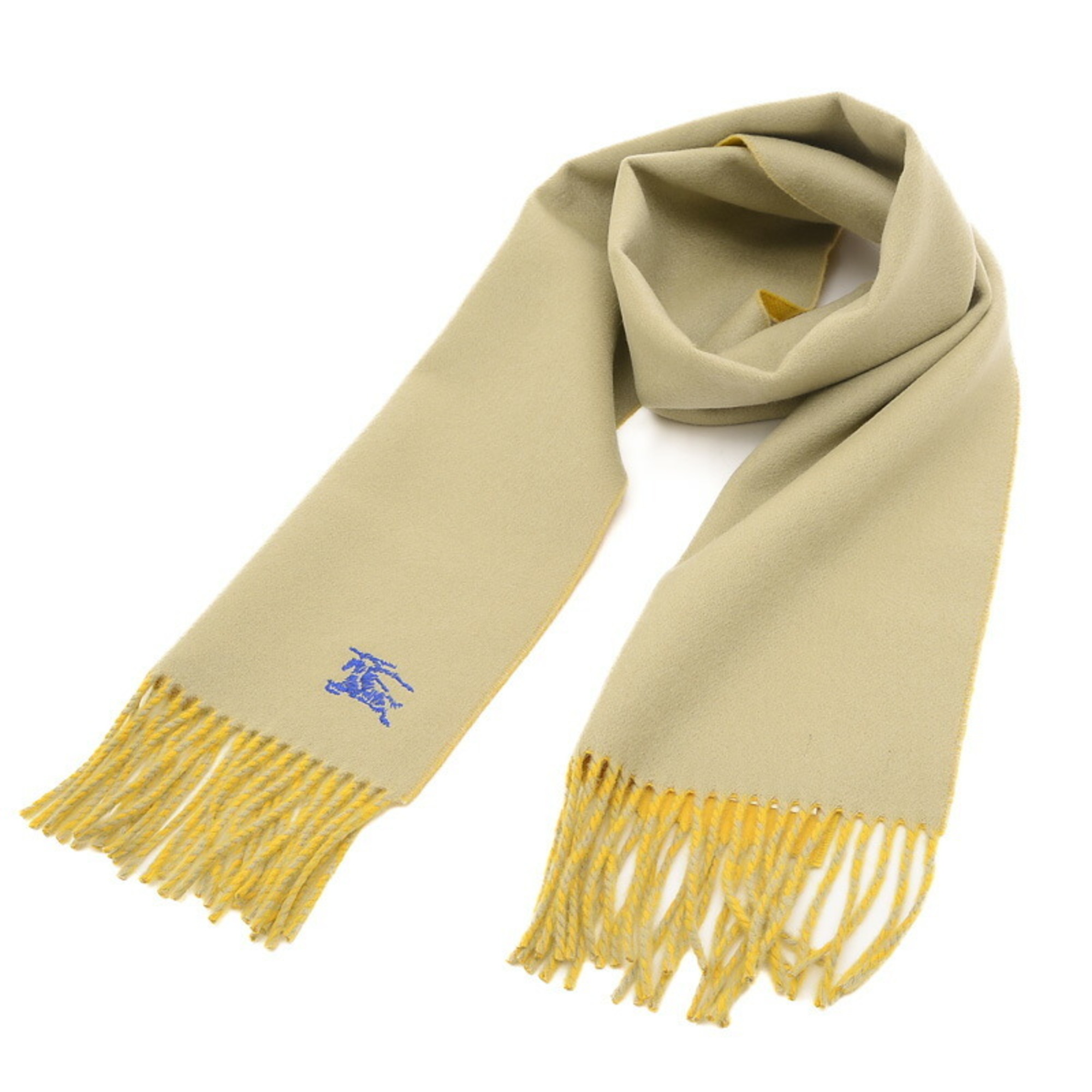 Burberry reversible cashmere scarf muffler beige yellow 100%