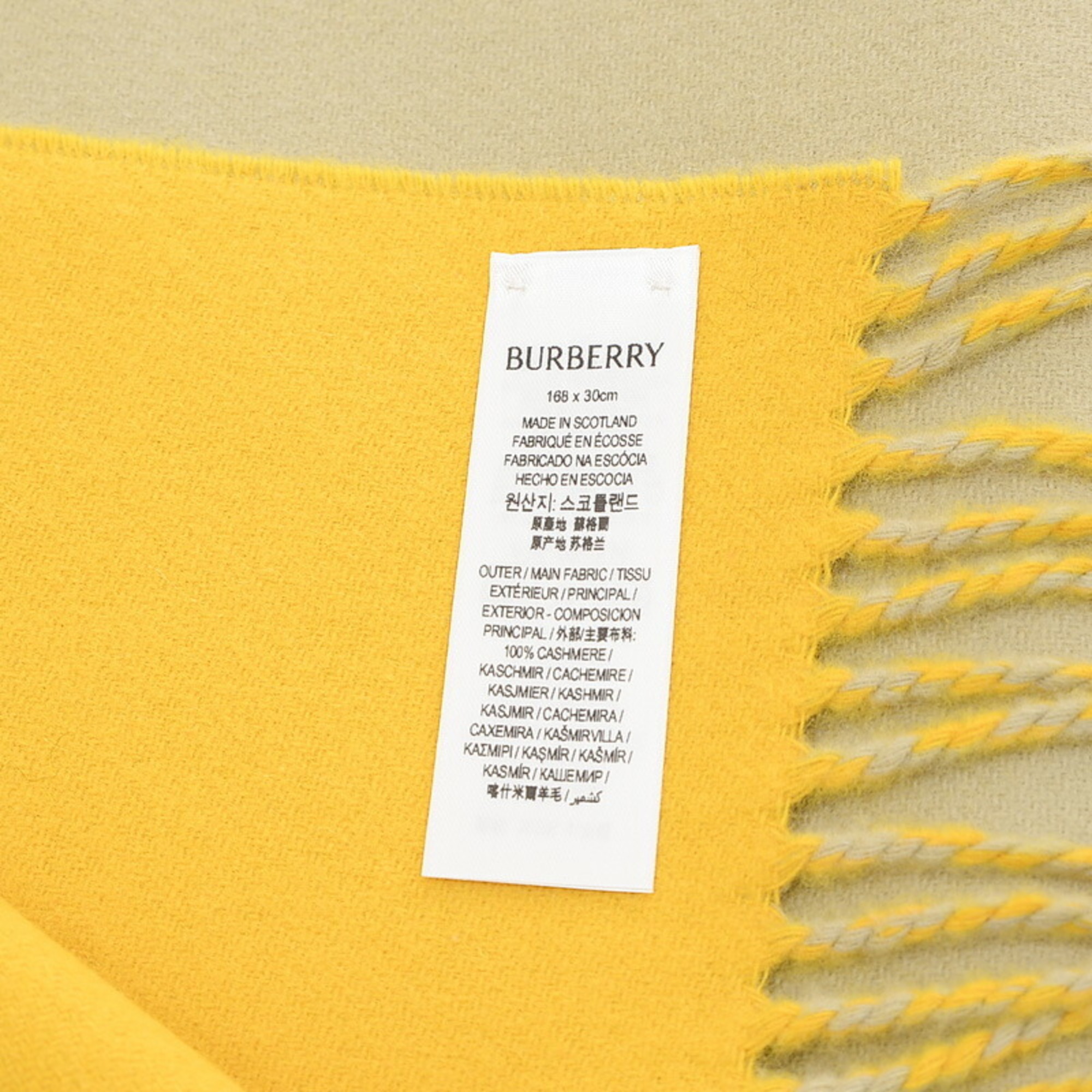 Burberry reversible cashmere scarf muffler beige yellow 100%