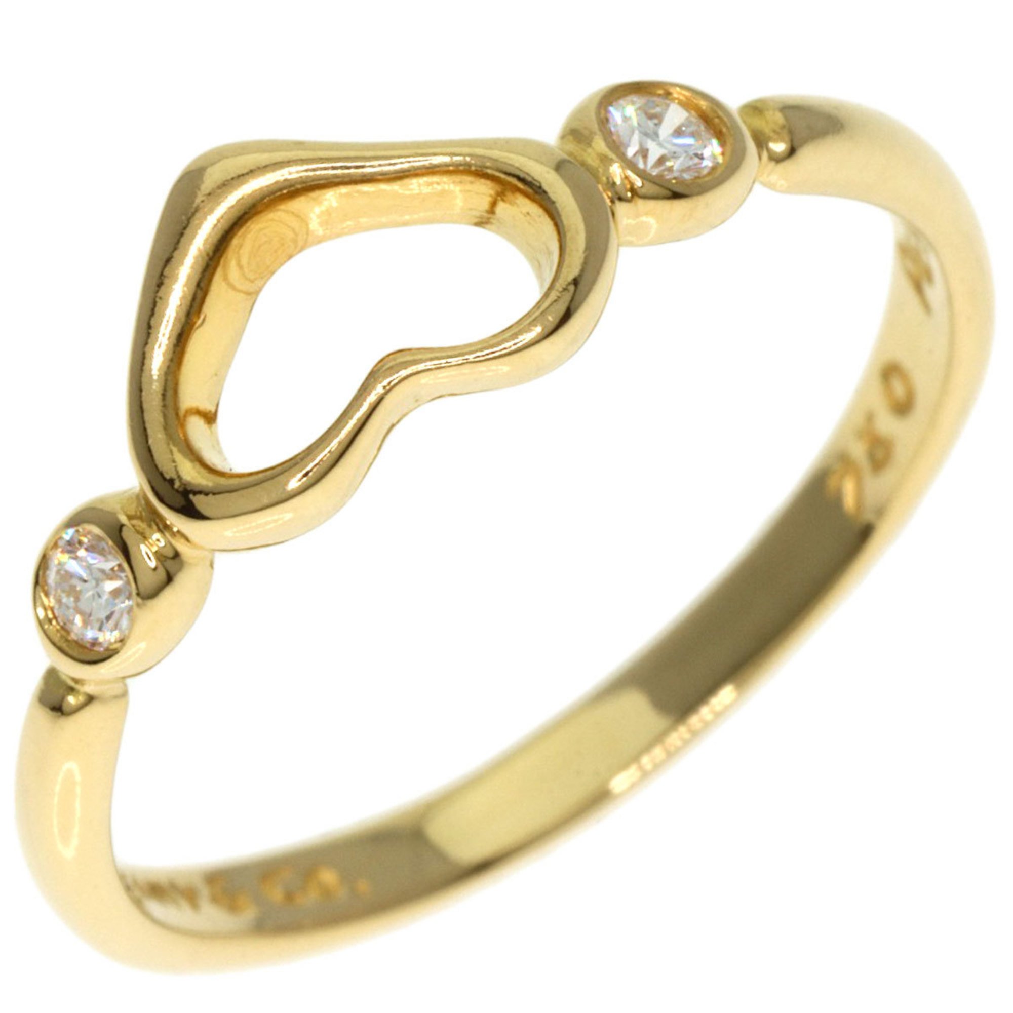 Tiffany & Co. Heart 2P Diamond Ring, 18K Yellow Gold, Women's, TIFFANY