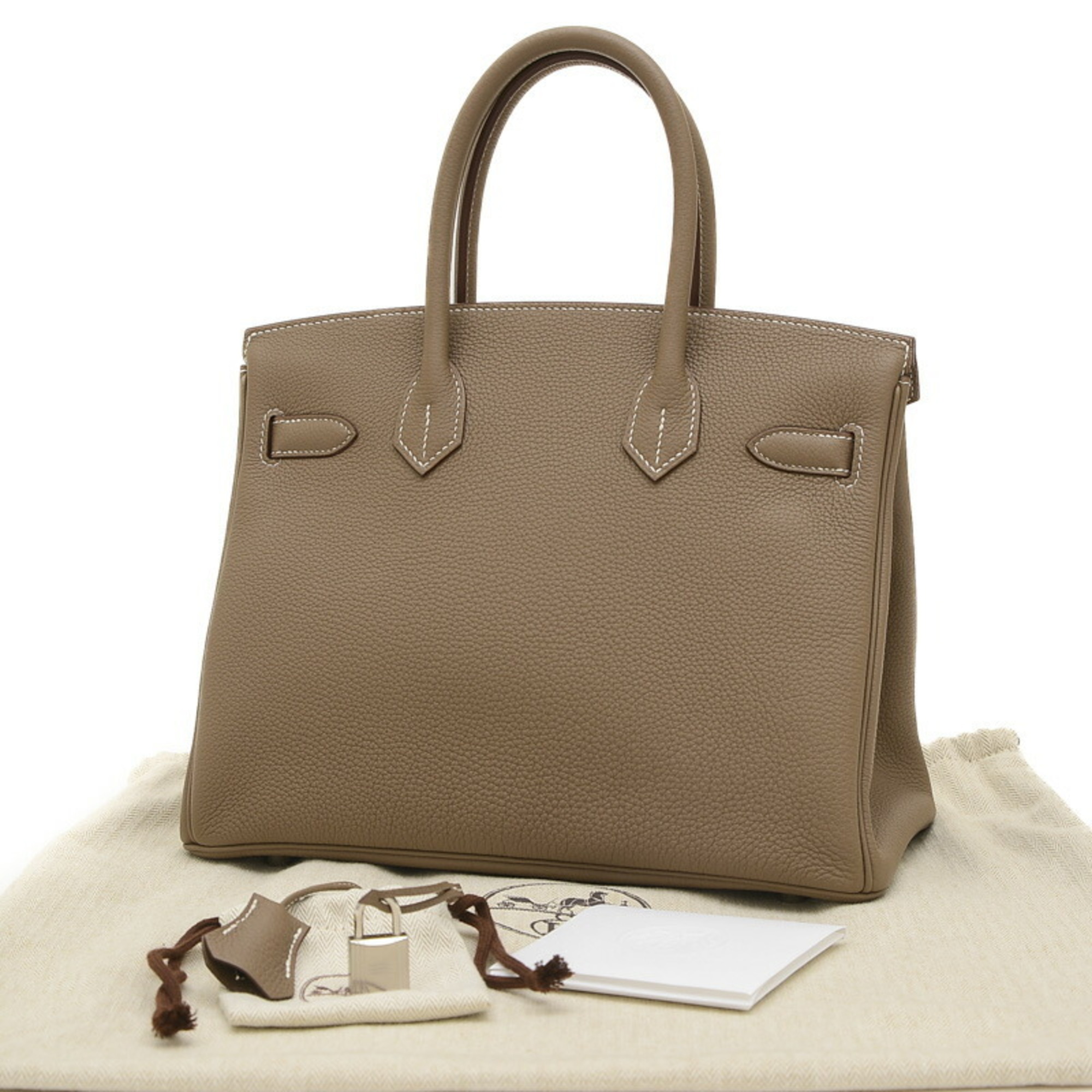 Hermes Birkin 30 Handbag Togo Etoupe B Engraved