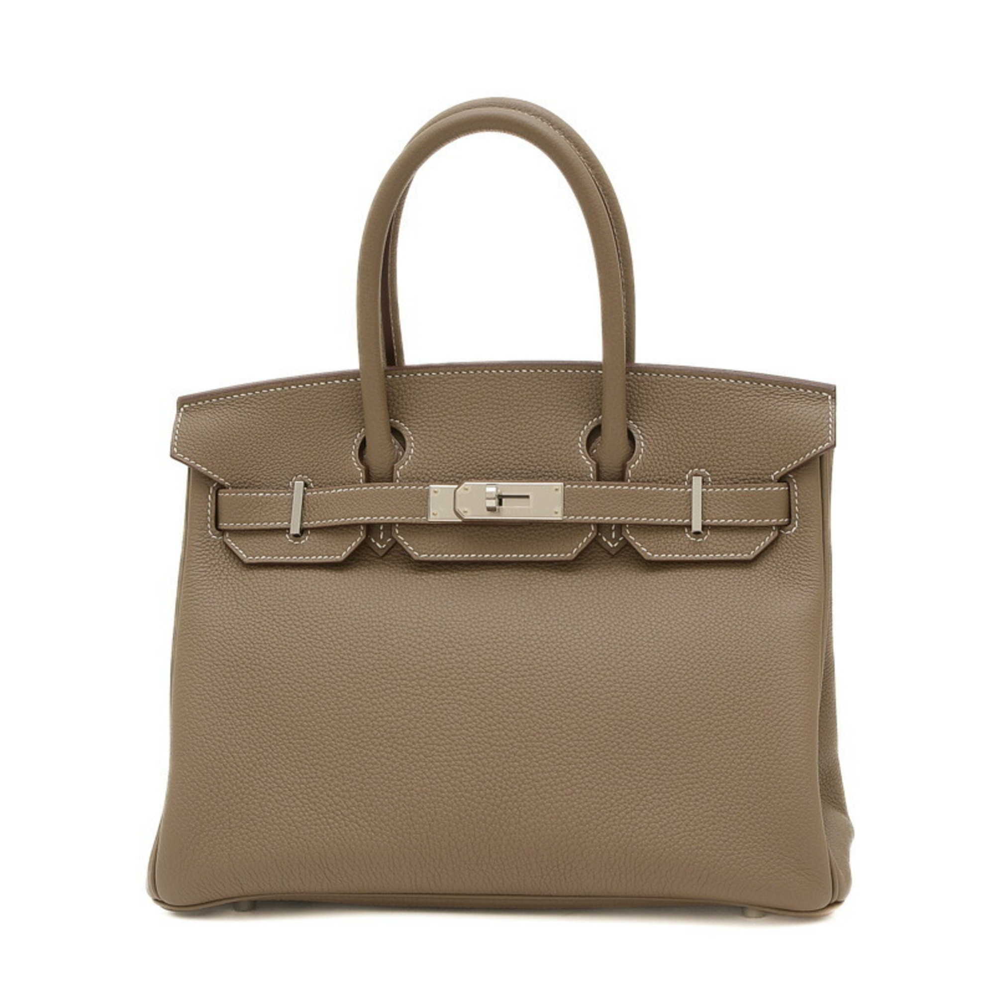 Hermes Birkin 30 Handbag Togo Etoupe B Engraved