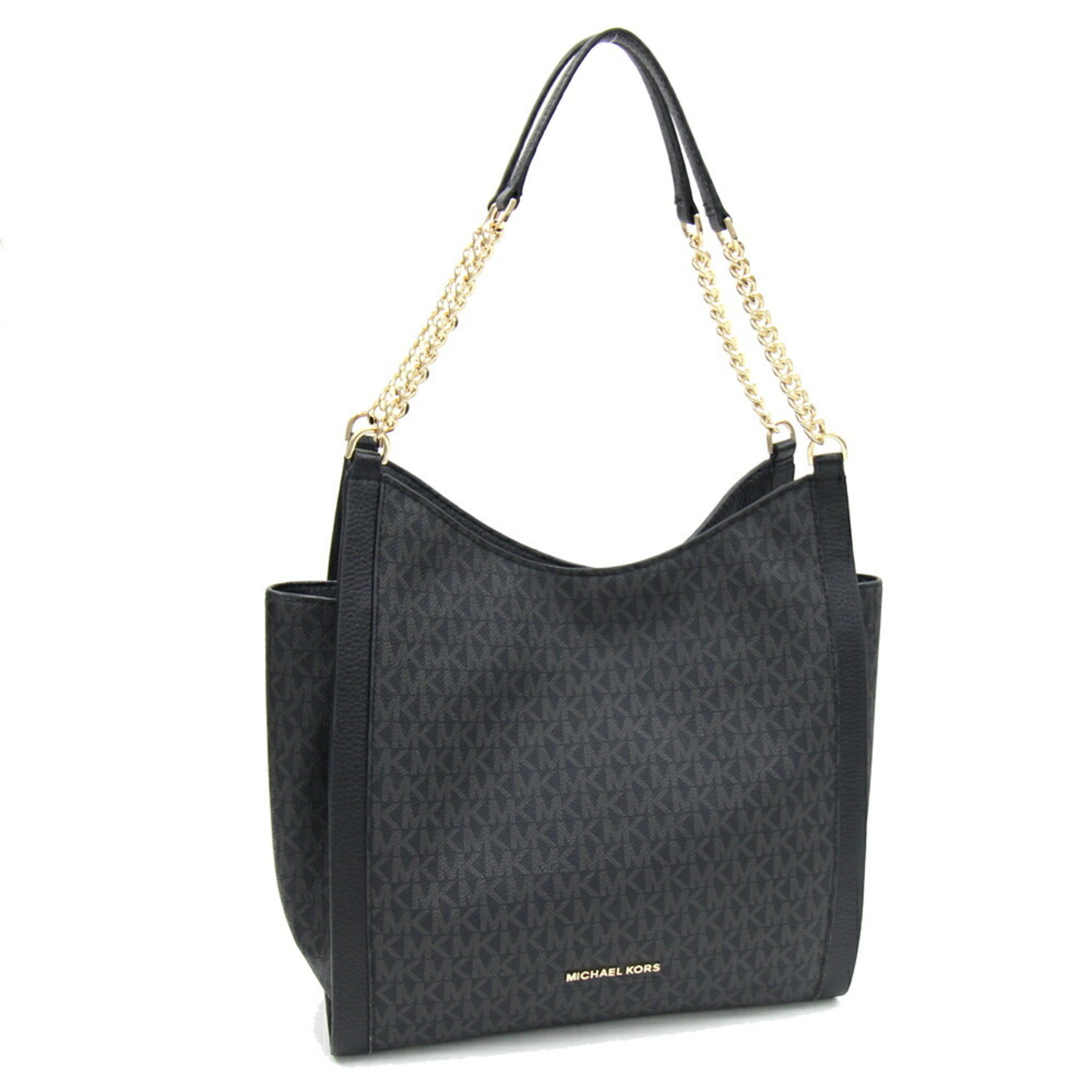 Michael Kors Tote Bag Newberry Medium Chain 35F8GNOE2B Black Gray PVC Leather Women's MICHAEL KORS 240706023