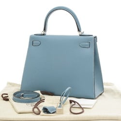 Hermes Kelly 28 Outer Stitched Handbag Epson New Blue Jean W Engraved