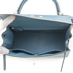 Hermes Kelly 28 Outer Stitched Handbag Epson New Blue Jean W Engraved