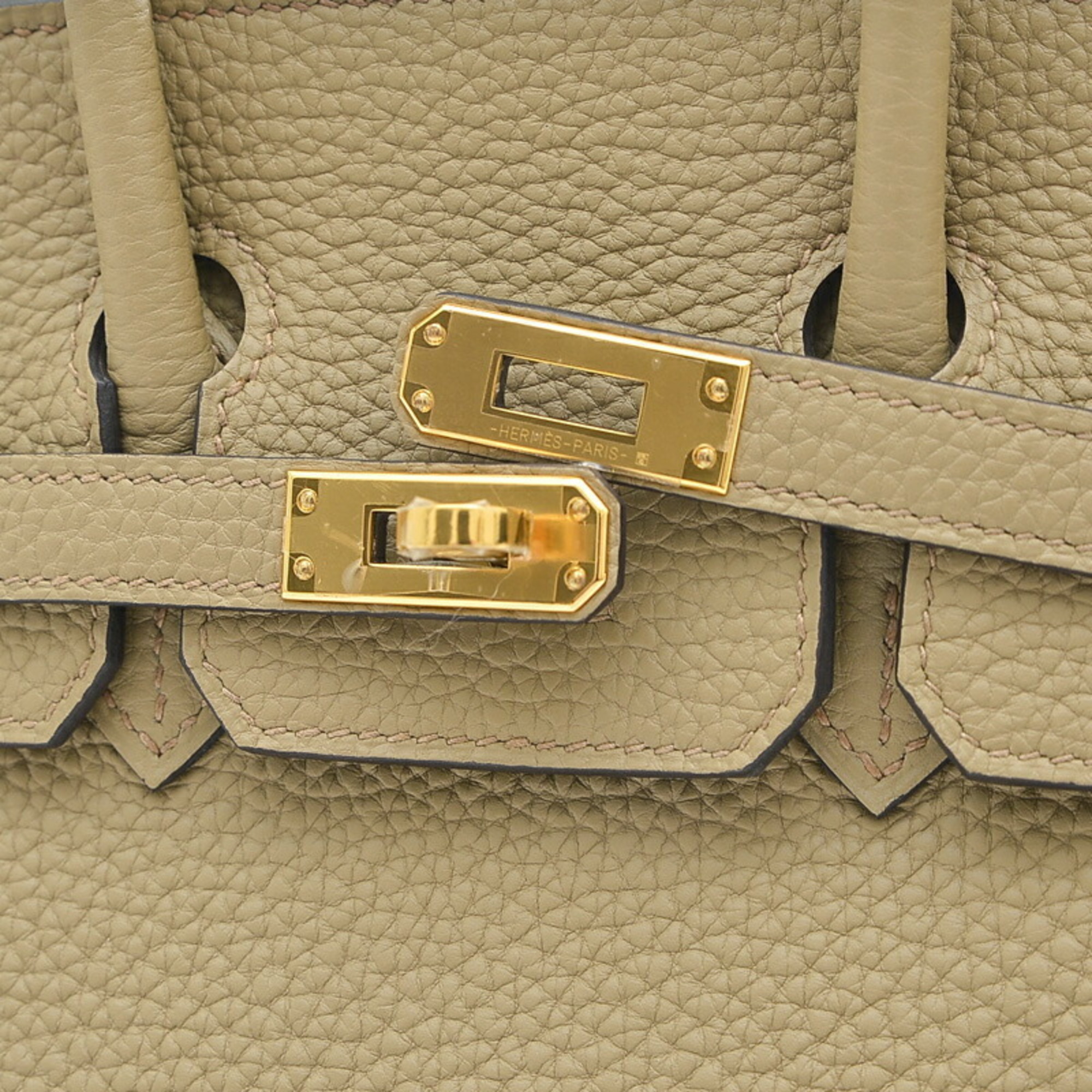 Hermes Birkin 25 Handbag Togo Beige Marfa W Engraved