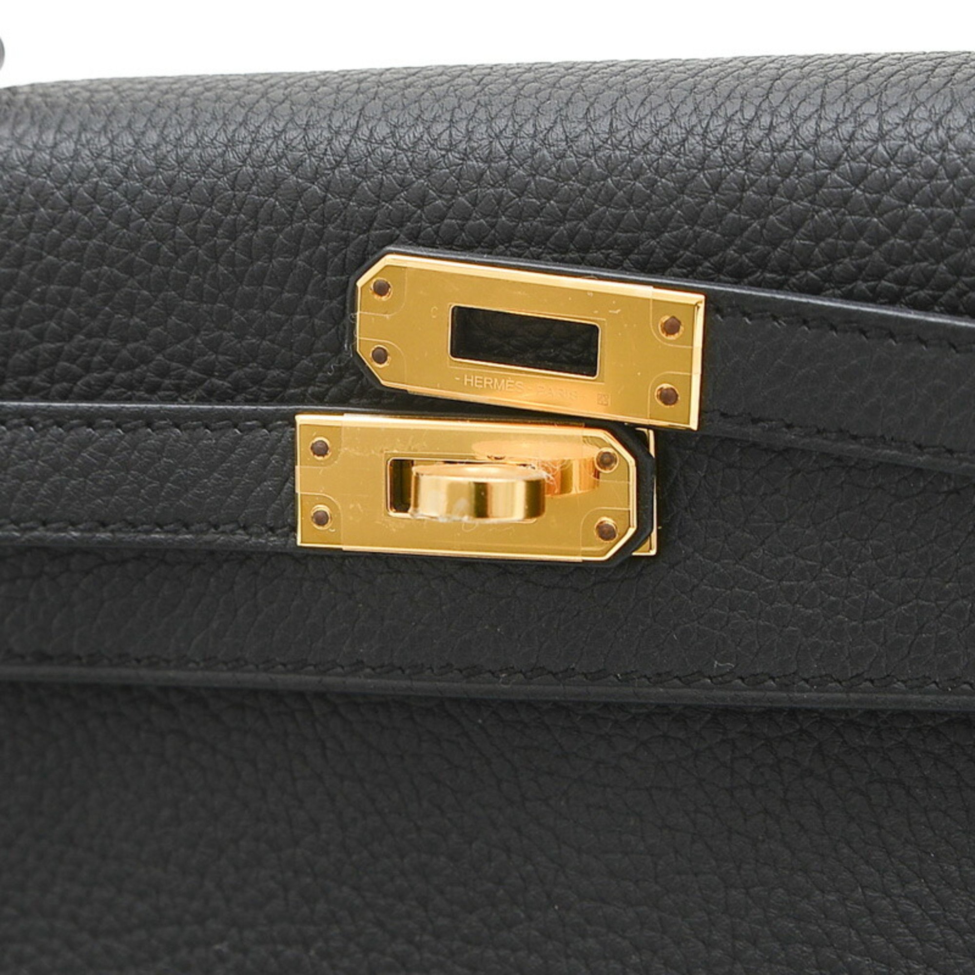 Hermes Kelly 25 Inner Stitching Handbag Togo Black B Stamp