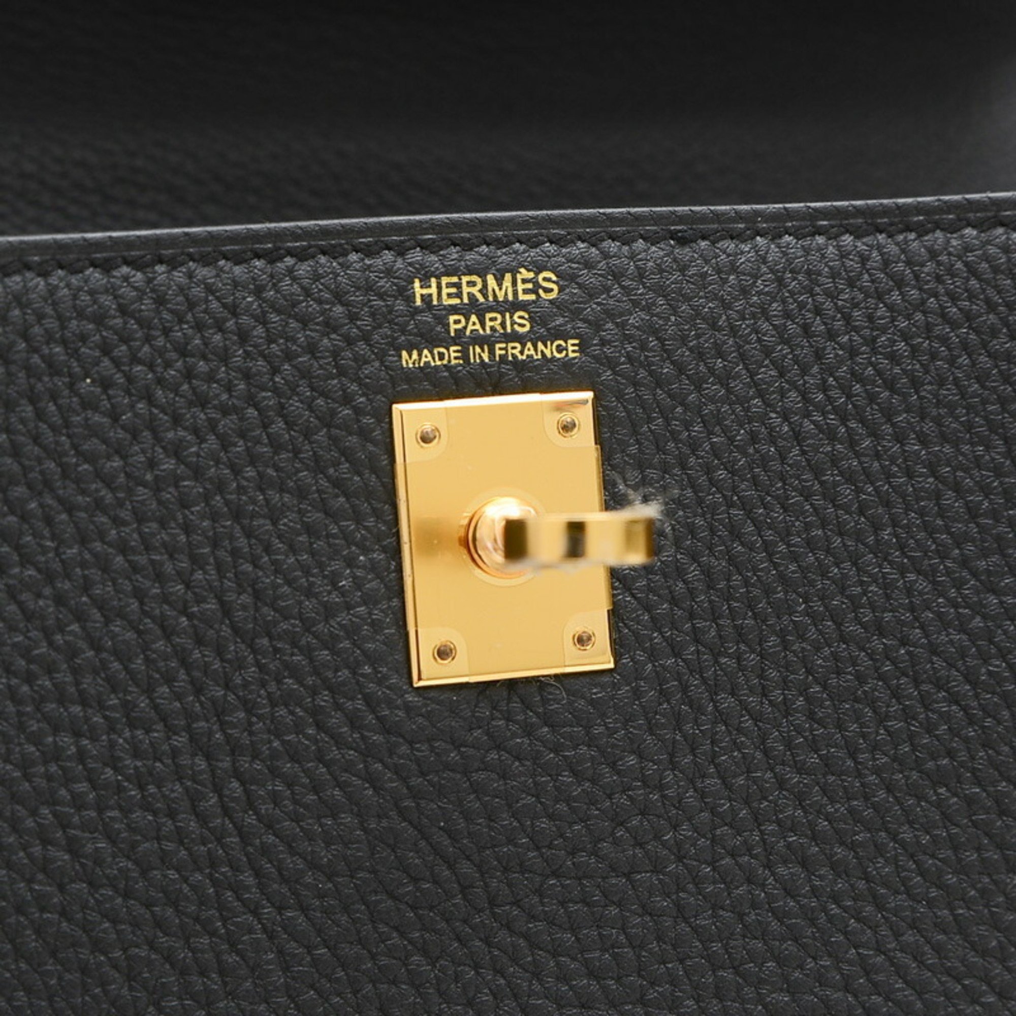 Hermes Kelly 25 Inner Stitching Handbag Togo Black B Stamp