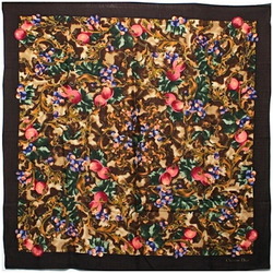 Christian Dior Large Scarf Brown Fruit Pattern Women's