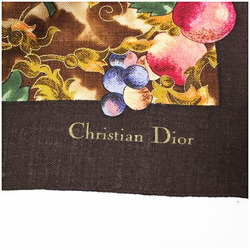 Christian Dior Large Scarf Brown Fruit Pattern Women's