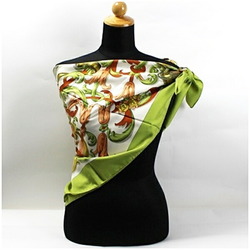 Hermes Silk Scarf Muffler Carre 90 "LE MORS A LA CONETABLE" Elegance of the Bit Light Green HERMES Women's