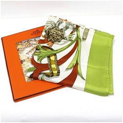 Hermes Silk Scarf Muffler Carre 90 "LE MORS A LA CONETABLE" Elegance of the Bit Light Green HERMES Women's