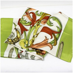 Hermes Silk Scarf Muffler Carre 90 "LE MORS A LA CONETABLE" Elegance of the Bit Light Green HERMES Women's