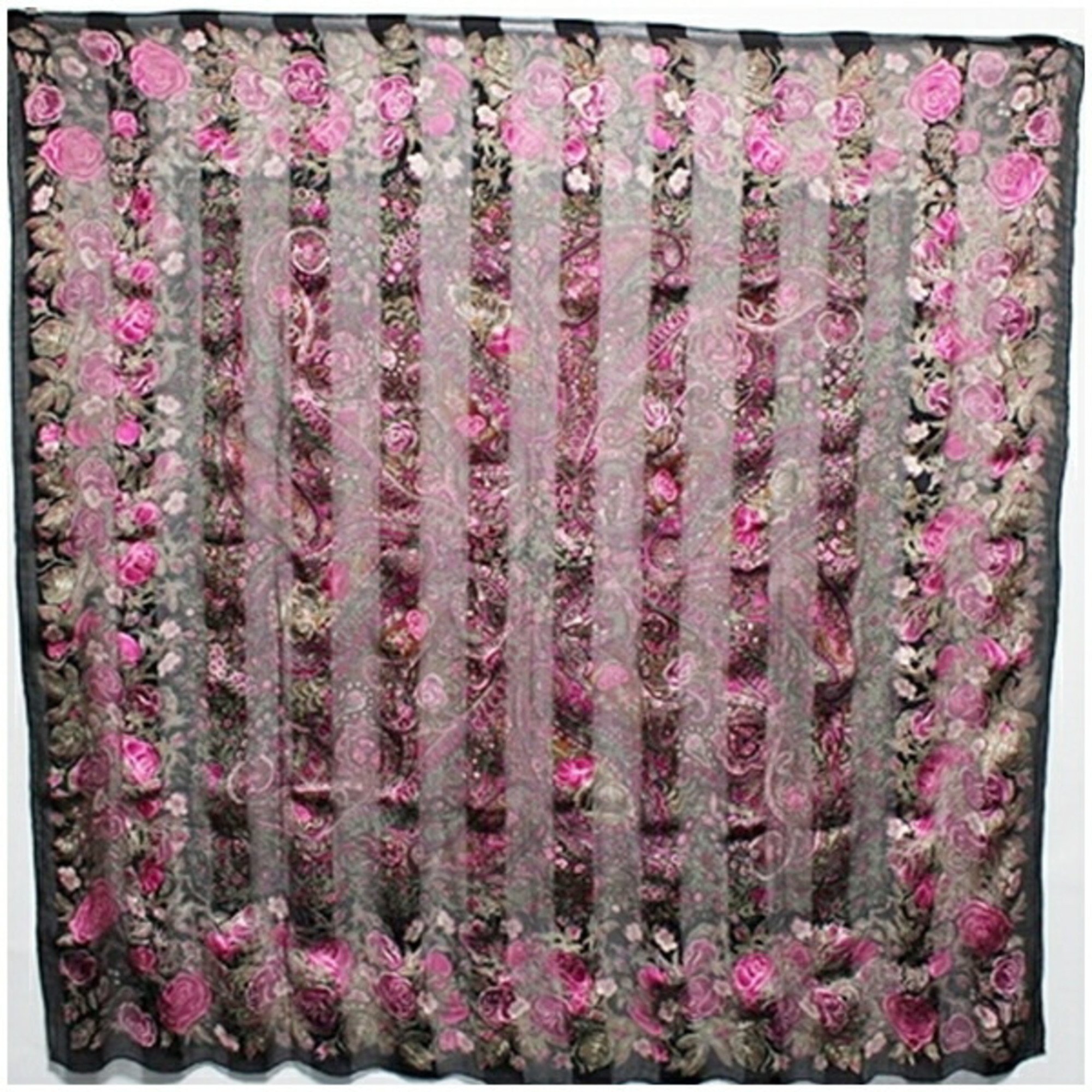 Christian Dior Silk Large Scarf Muffler Black x Pink Women's