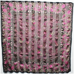 Christian Dior Silk Large Scarf Muffler Black x Pink Women's