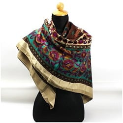 Yves Saint Laurent Wool x Silk Large Scarf Muffler Stole Beige Multicolor YVESSAINT LAURENT Women's YSL