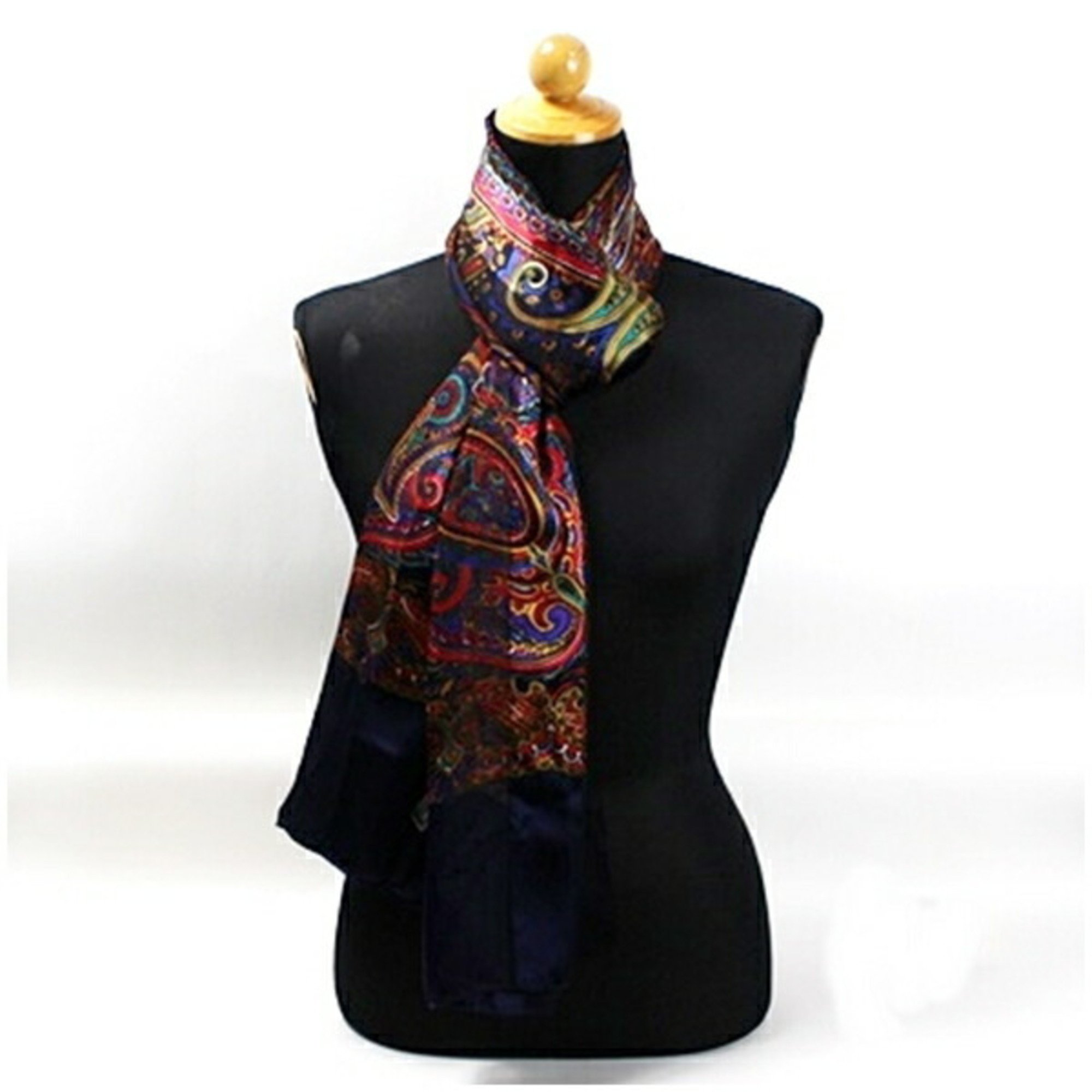 Yves Saint Laurent rectangular silk scarf muffler navy x multicolor paisley pattern YVESSAINT LAURENT women's YSL