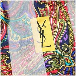 Yves Saint Laurent rectangular silk scarf muffler navy x multicolor paisley pattern YVESSAINT LAURENT women's YSL