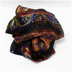 Yves Saint Laurent rectangular silk scarf muffler navy x multicolor paisley pattern YVESSAINT LAURENT women's YSL