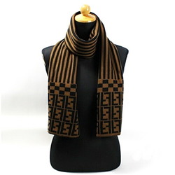FENDI scarf Zucca pattern brown x black 160 37 cm Women's Men's