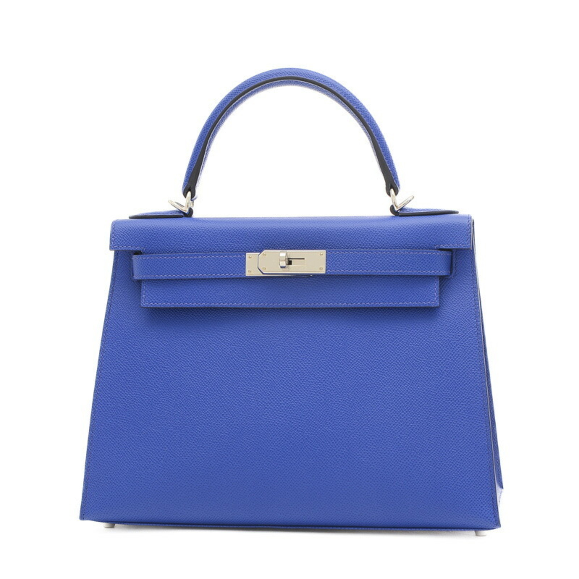 Hermes Kelly 28 Outer Stitched Handbag Epson Blue Electric B Stamp