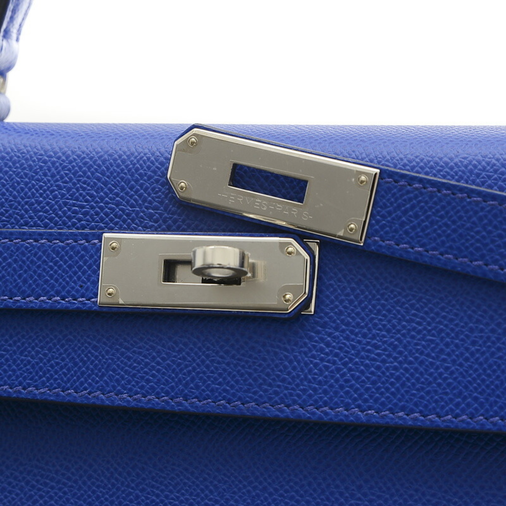 Hermes Kelly 28 Outer Stitched Handbag Epson Blue Electric B Stamp