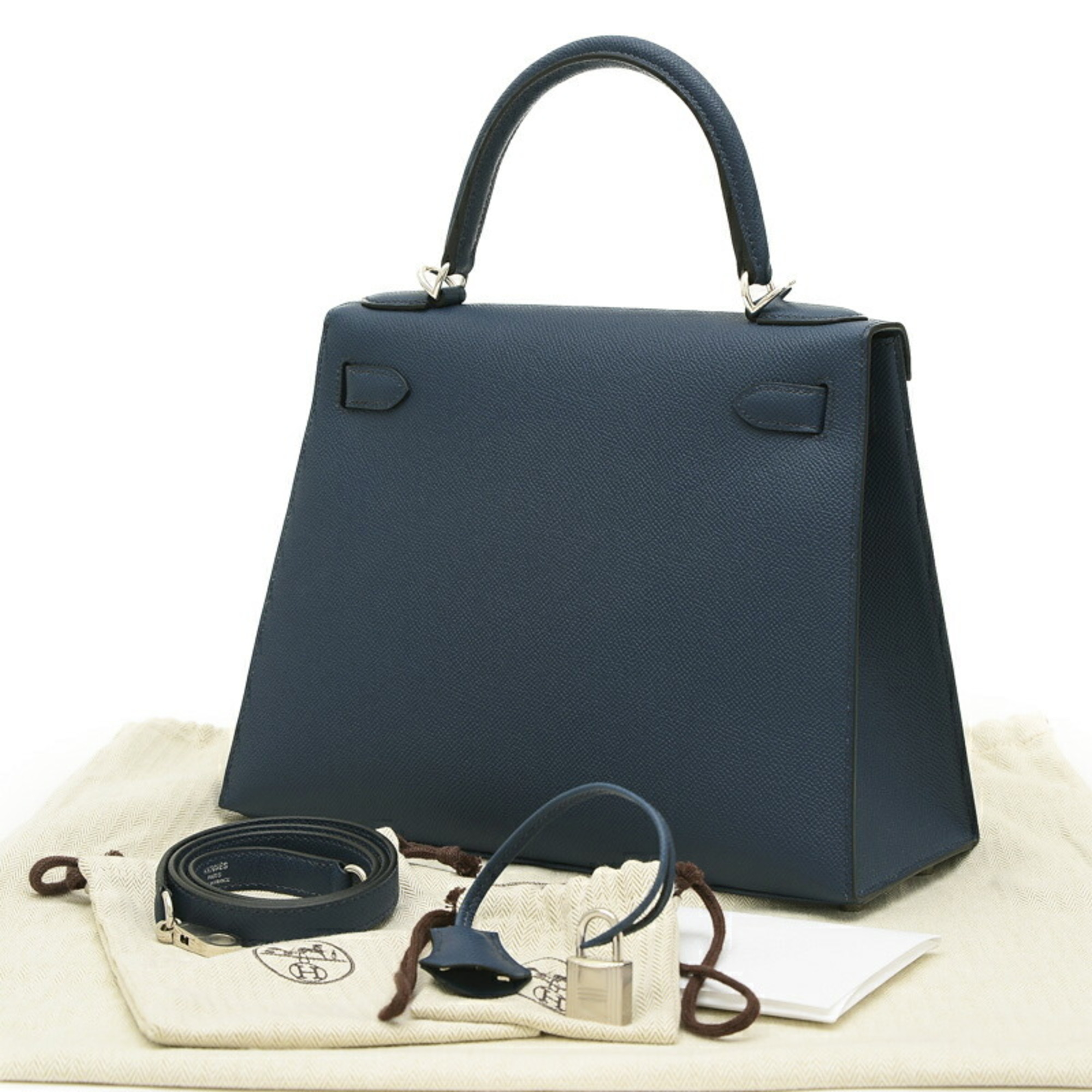 Hermes Kelly 28 Outer Stitched Handbag Epson Deep Blue B Stamp