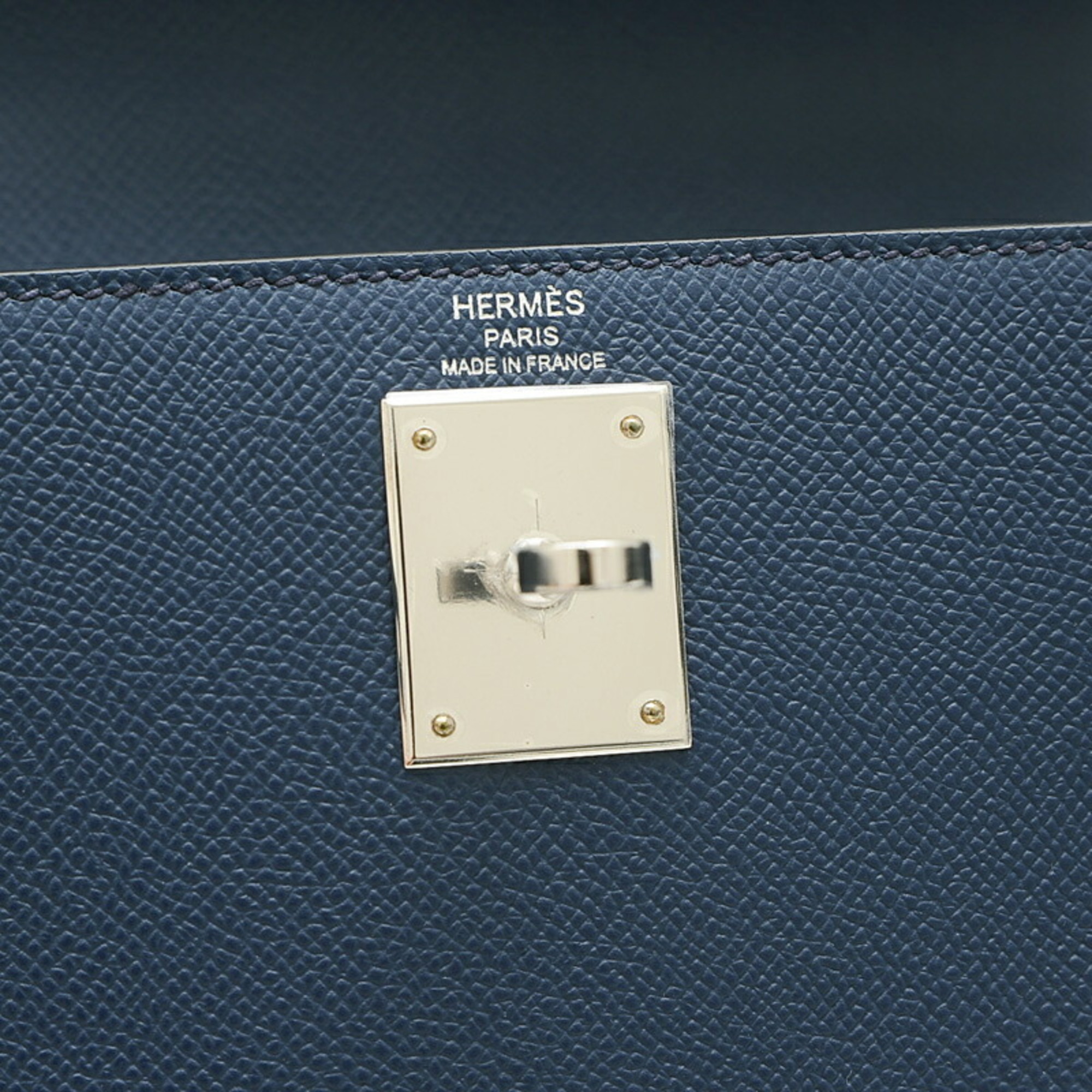 Hermes Kelly 28 Outer Stitched Handbag Epson Deep Blue B Stamp